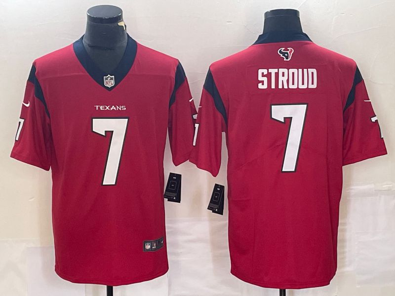 Men Houston Texans 7 Stroud Red 2023 Nike Vapor Limited NFL Jersey style 1